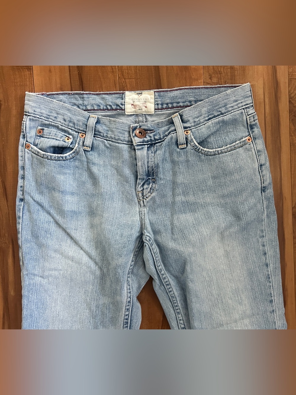 Vintage Y2K 2000s American Eagle Hipster Jeans 8 Long Low Rise Flare No Stretch - Picture 4 of 10